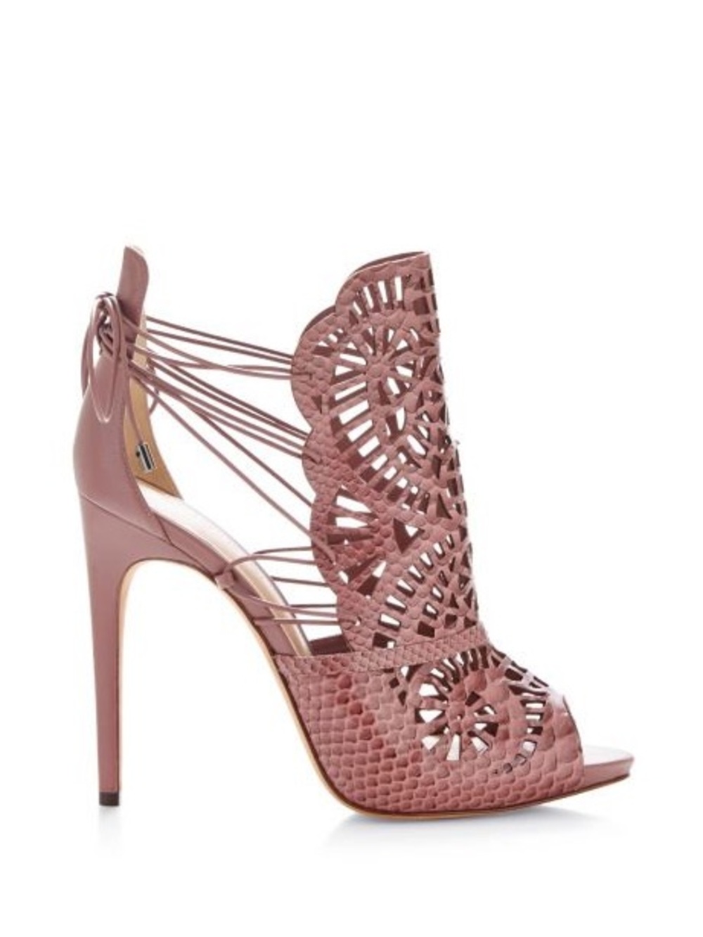 Alexandre Birman Dusky Rose Snakeskin Laser-cut Stiletto